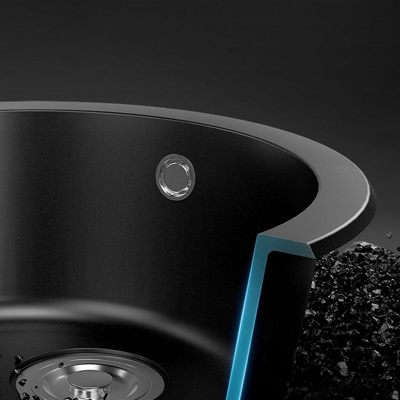 Quartz Kitchen Sink Round Single Basin Kitchen Sink with Drain Assembly