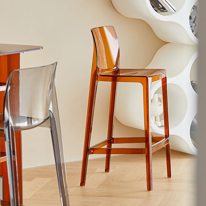 Modern Armless Backrest Counter Stool Acrylic Cafe Bar Stool with Pedal