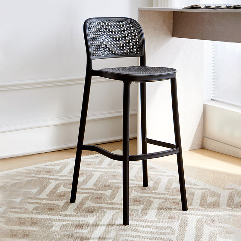 Modern Style Plastic Counter Stool Low Back Barstool with Footrest