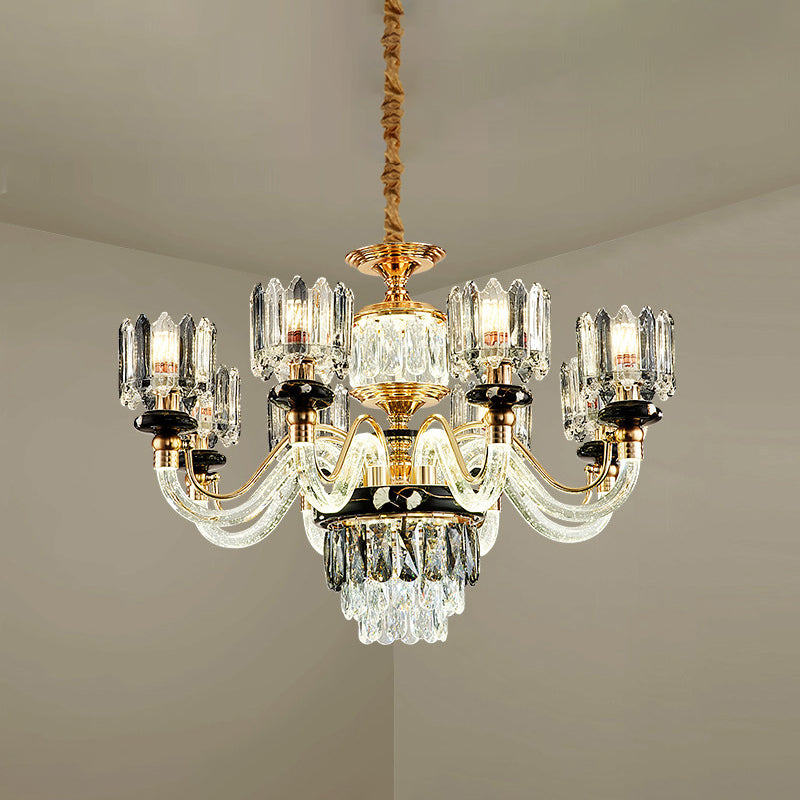 Lampadante a pendente a pendente del cerchio oro tradizionale rettangolo cristallino 6/8 lampadine sospensione soggiorno