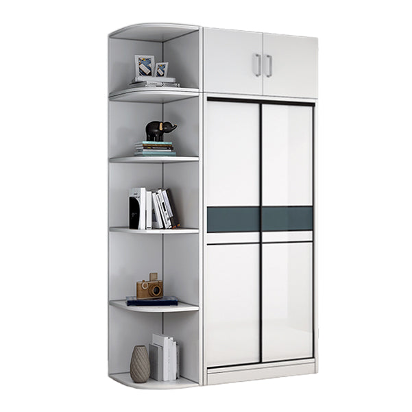 Contemporary White Kids Closet Closet with Sliding Barn Door