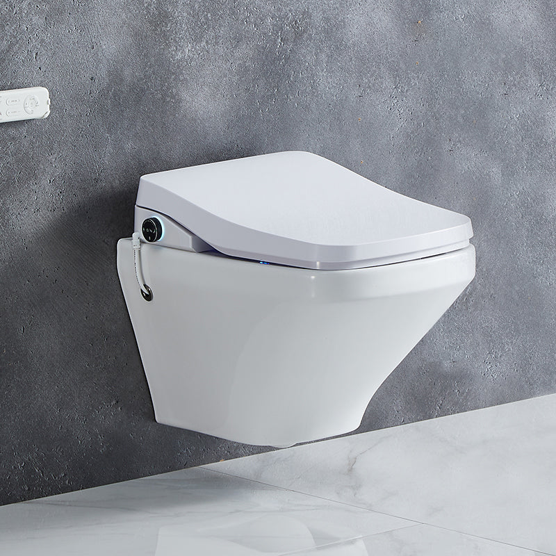 Elongated Wall Mounted Bidet 18.1" H Cotton White Smart Bidet with Warm Air Dryer