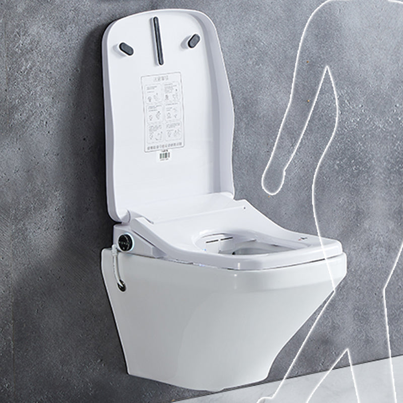 Elongated Wall Mounted Bidet 18.1" H Cotton White Smart Bidet with Warm Air Dryer