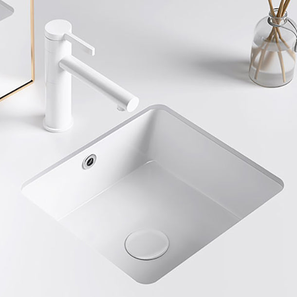 Classic Bathroom Sink Rectangular White Wash Stand with Pop-Up Drain