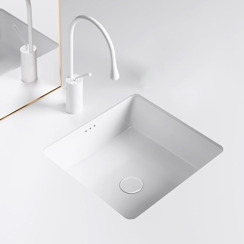 Classic Bathroom Sink Rectangular White Wash Stand with Pop-Up Drain