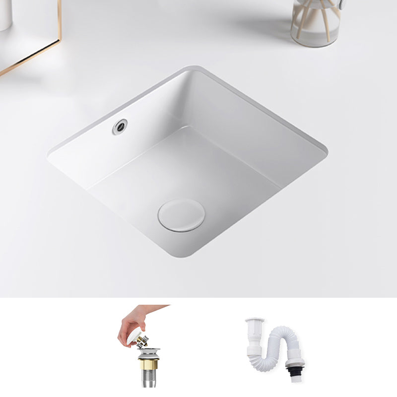 Classic Bathroom Sink Rectangular White Wash Stand with Pop-Up Drain