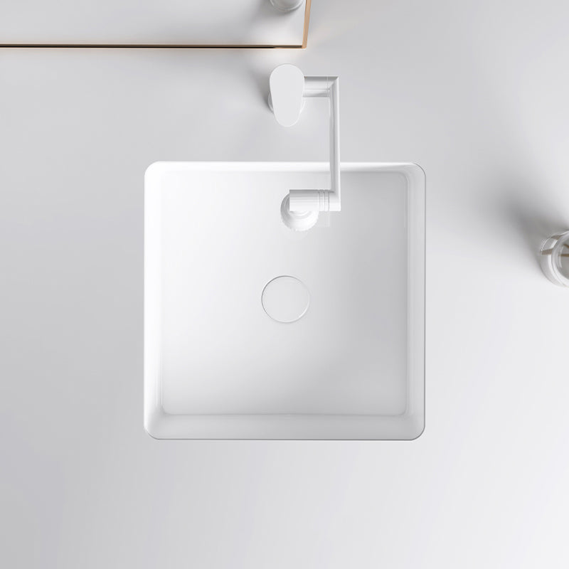 Classic Bathroom Sink Rectangular White Wash Stand with Pop-Up Drain