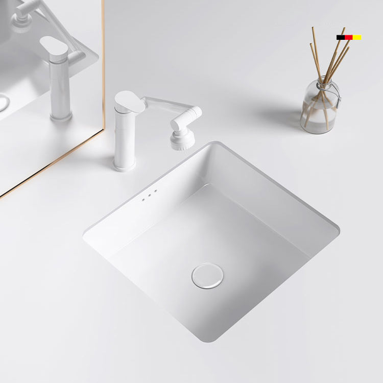 Classic Bathroom Sink Rectangular White Wash Stand with Pop-Up Drain