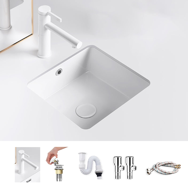 Classic Bathroom Sink Rectangular White Wash Stand with Pop-Up Drain