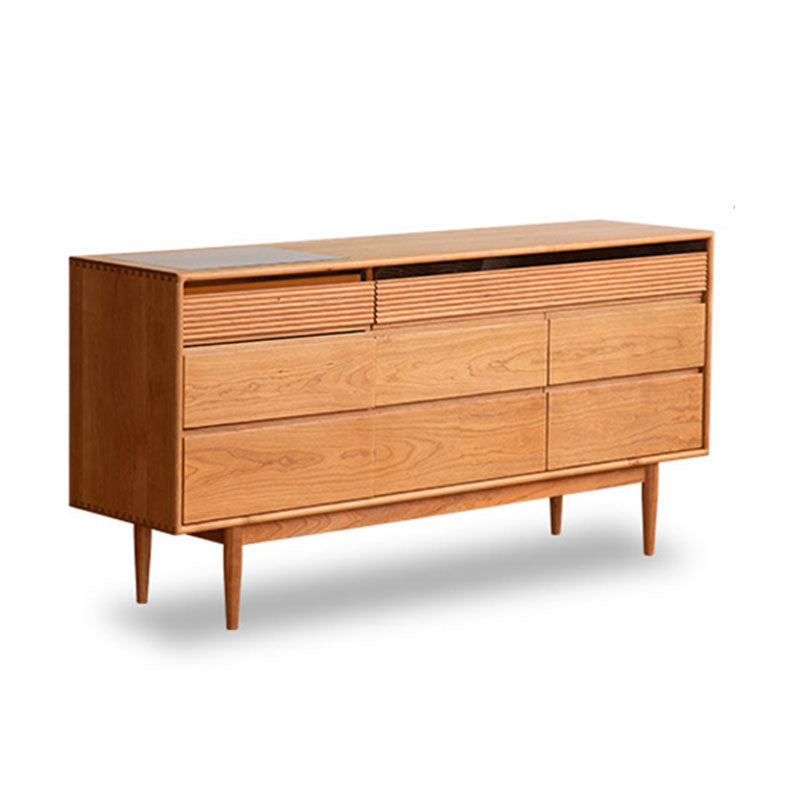 Modernism Horizontal Double Dresser Solid Wood Storage Dresser for Bedroom