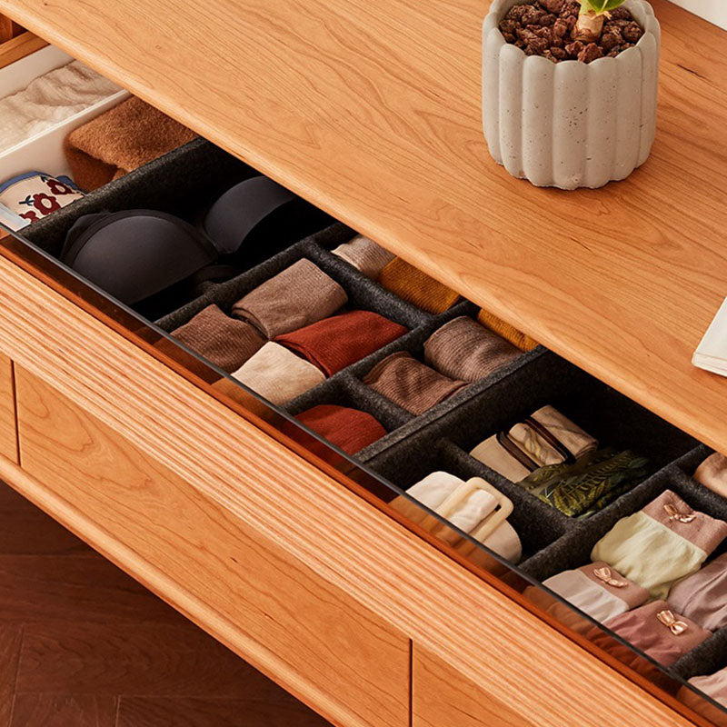 Modernism Horizontal Double Dresser Solid Wood Storage Dresser for Bedroom