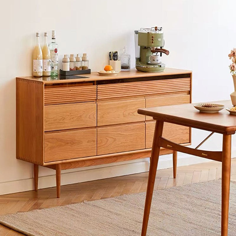 Modernism Horizontal Double Dresser Solid Wood Storage Dresser for Bedroom