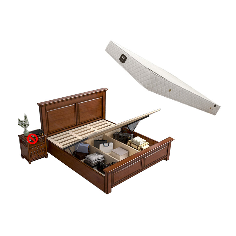 Mid-Century Modern Standard Bed Mahogany Espresso Panel Bed with Headboard