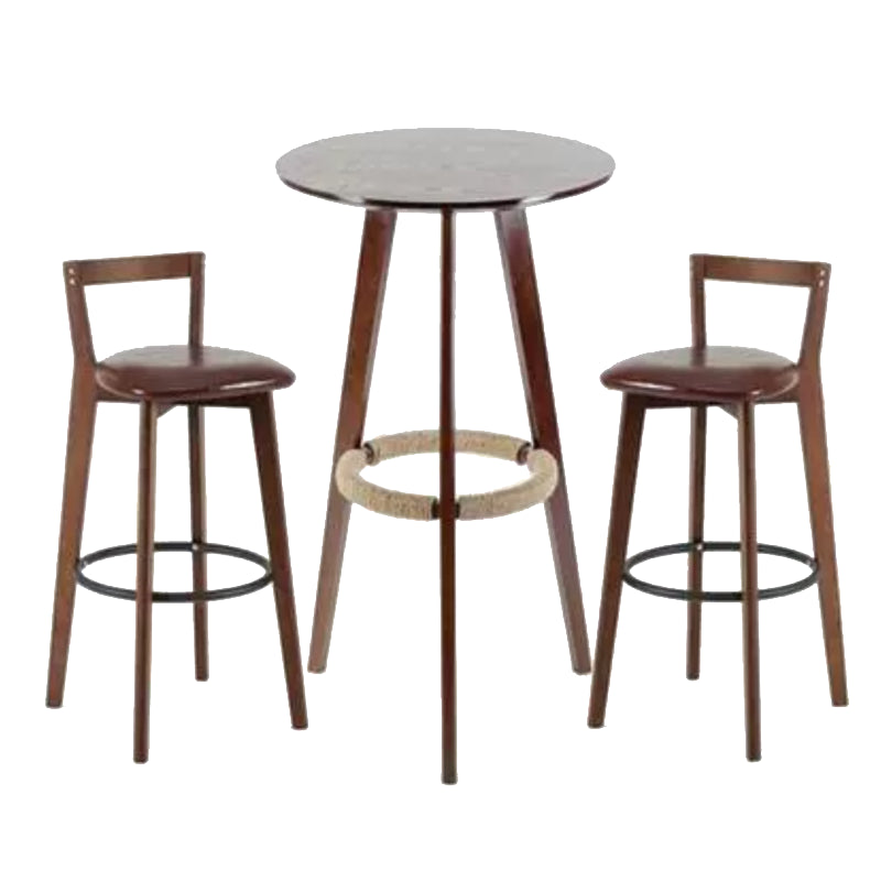 Contemporary Round Bar Set 1/3 Pieces Wooden Pub Table Set for Home