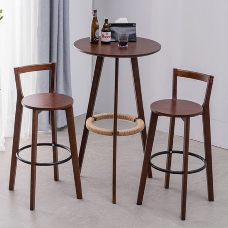 Contemporary Round Bar Set 1/3 Pieces Wooden Pub Table Set for Home