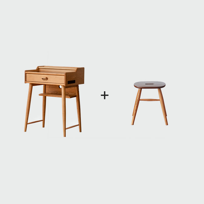 Minimalism Solid Wood Makeup Table Vanity Stool with Drawers and Mirror