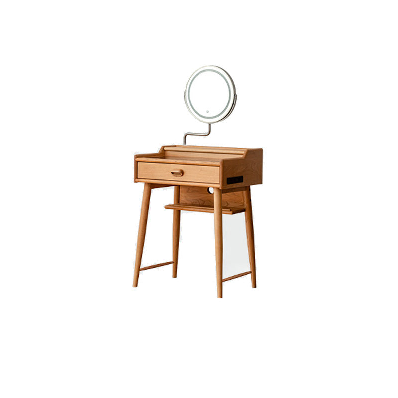 Minimalism Solid Wood Makeup Table Vanity Stool with Drawers and Mirror