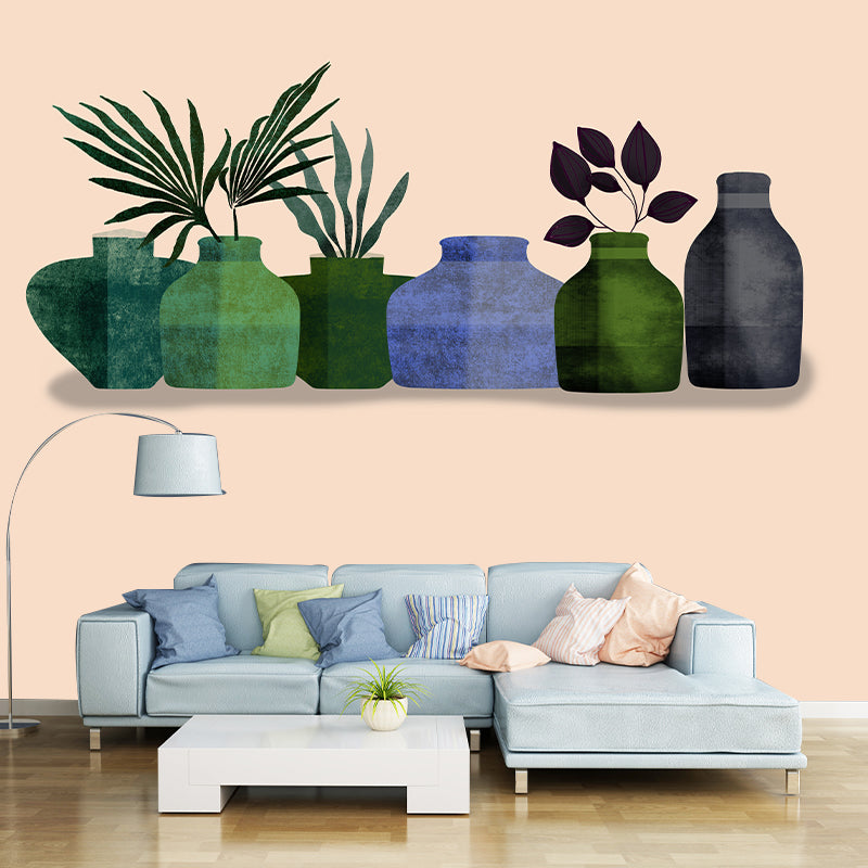 Illustration Stain Resistant Wallpaper Tropical Plant Living Room Wall Mural