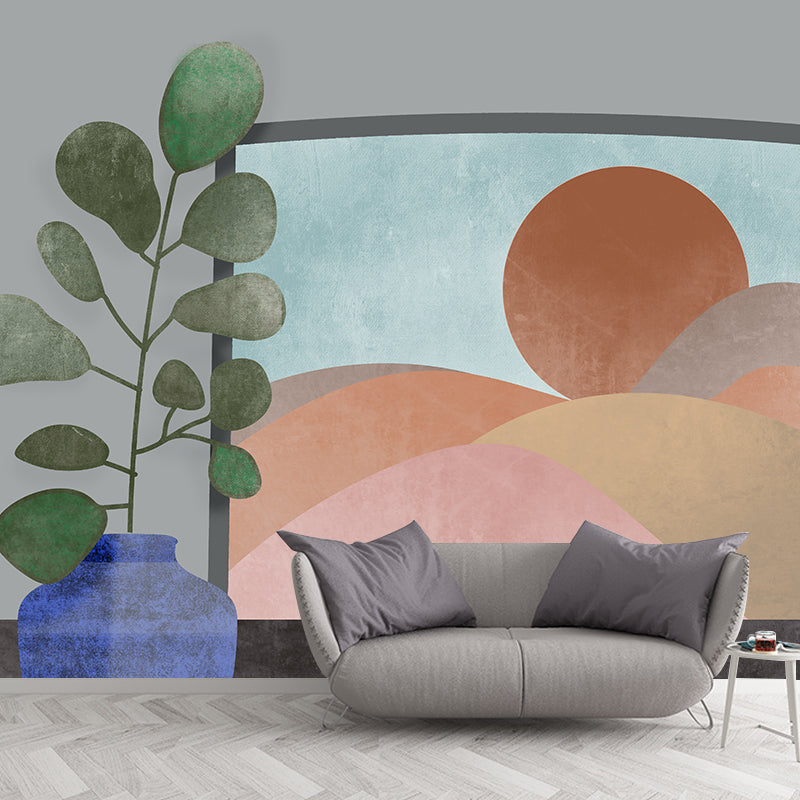 Illustration Stain Resistant Wallpaper Tropical Plant Living Room Wall Mural