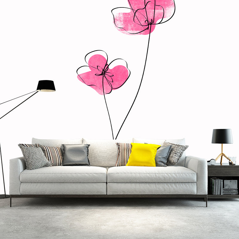 Illustration Stain Resistant Wallpaper Tropical Plant Living Room Wall Mural