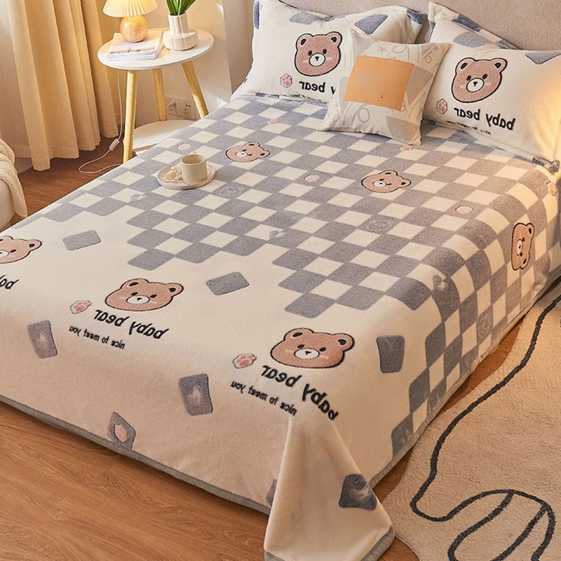 Modern Style Non-Pilling Sheet Cartoon Pattern Ultra-Soft Breathable Sheet
