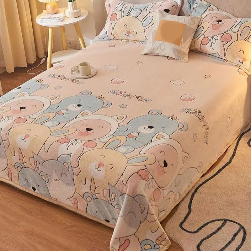 Modern Style Non-Pilling Sheet Cartoon Pattern Ultra-Soft Breathable Sheet