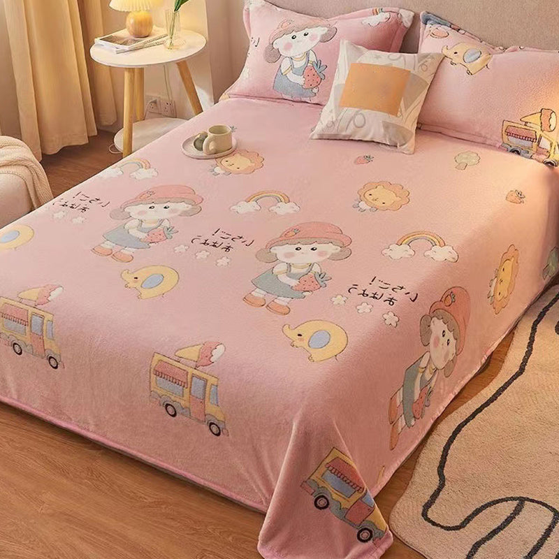 Modern Style Non-Pilling Sheet Cartoon Pattern Ultra-Soft Breathable Sheet