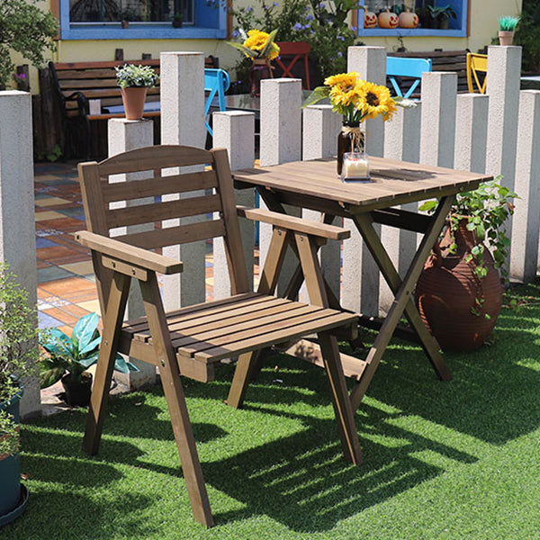 Modern Geometric Foldable Patio Table Solid Wood Frame Dining Table for Outdoor