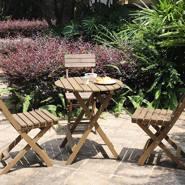 Modern Geometric Foldable Patio Table Solid Wood Frame Dining Table for Outdoor