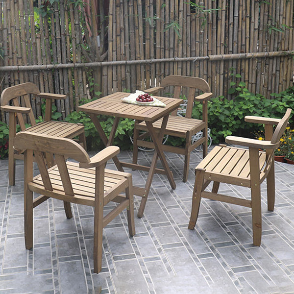 Modern Geometric Foldable Patio Table Solid Wood Frame Dining Table for Outdoor
