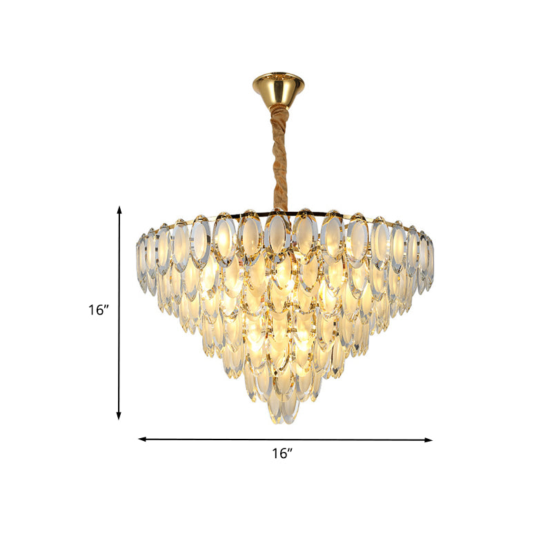 Ovale Crystal Gold Semi Flushmount superbe 5 bulbes de style moderne plafond Flush Mount Light pour le salon