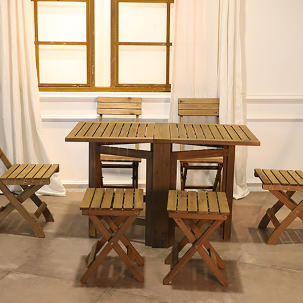 Modern Geometric Foldable Patio Table Solid Wood Frame Dining Table for Outdoor