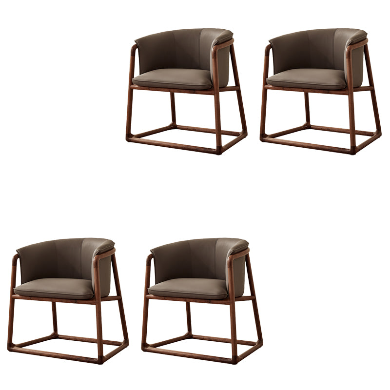 Modern Style Dining Chair Leather Wooden Base Arm Chair for Home Use