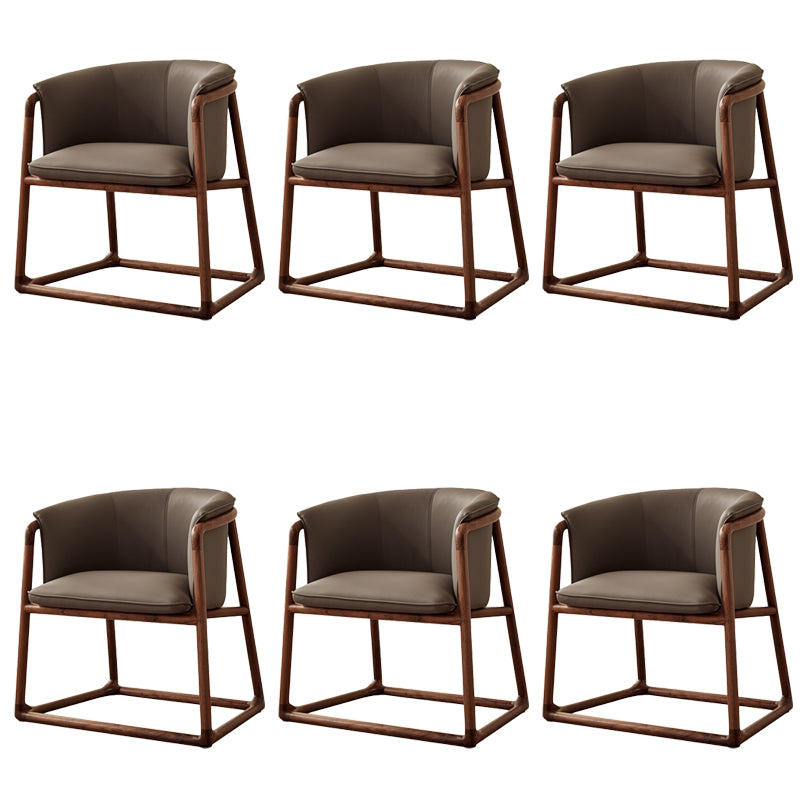 Modern Style Dining Chair Leather Wooden Base Arm Chair for Home Use