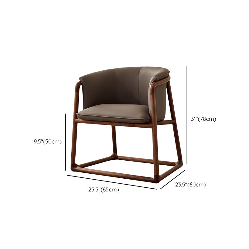 Modern Style Dining Chair Leather Wooden Base Arm Chair for Home Use