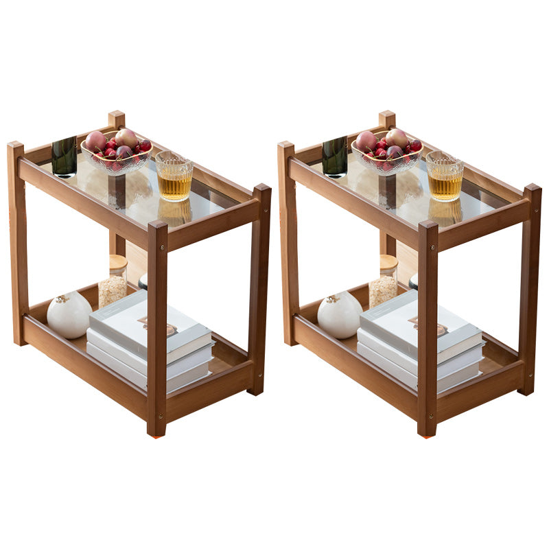 11" Wide Contemporary Corner Table Storage Clear Double Tier Accent Side Table