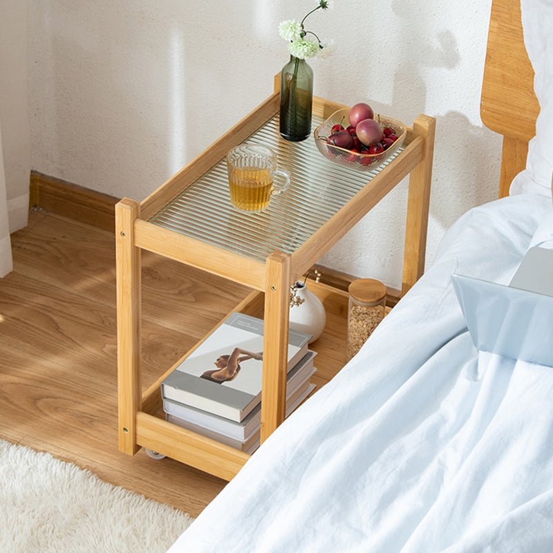 11" Wide Contemporary Corner Table Storage Clear Double Tier Accent Side Table