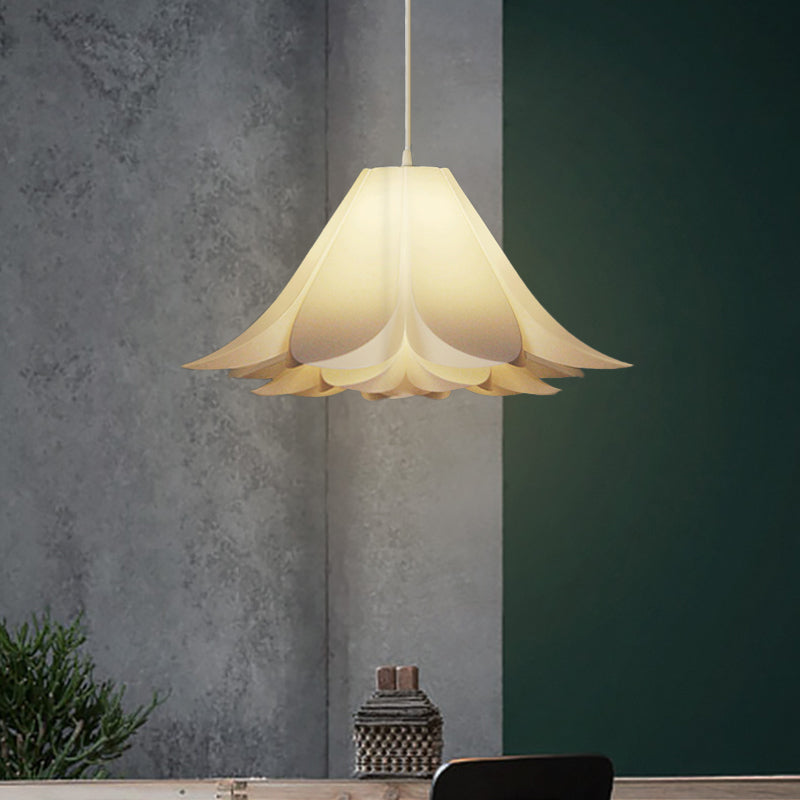 Modern 1-Head Pendant Lamp White Lily Shaped Suspension Lighting with Acrylic Shade