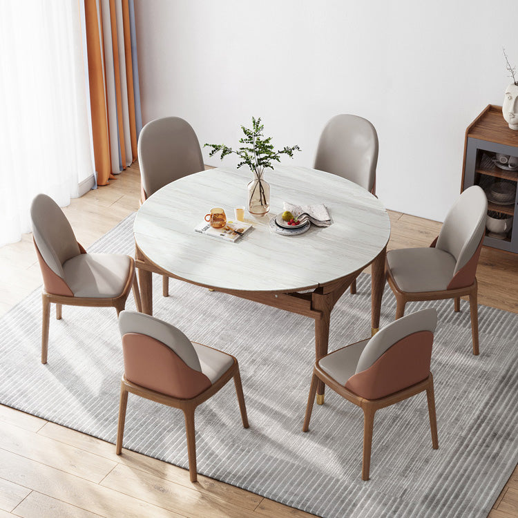 Modern Stone Scalable Dining Table Solid Wood Legs for Dining Room