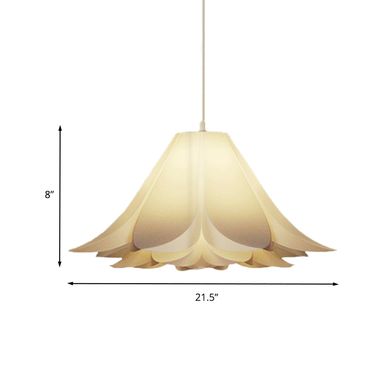 Modern 1-Head Pendant Lamp White Lily Shaped Suspension Lighting with Acrylic Shade