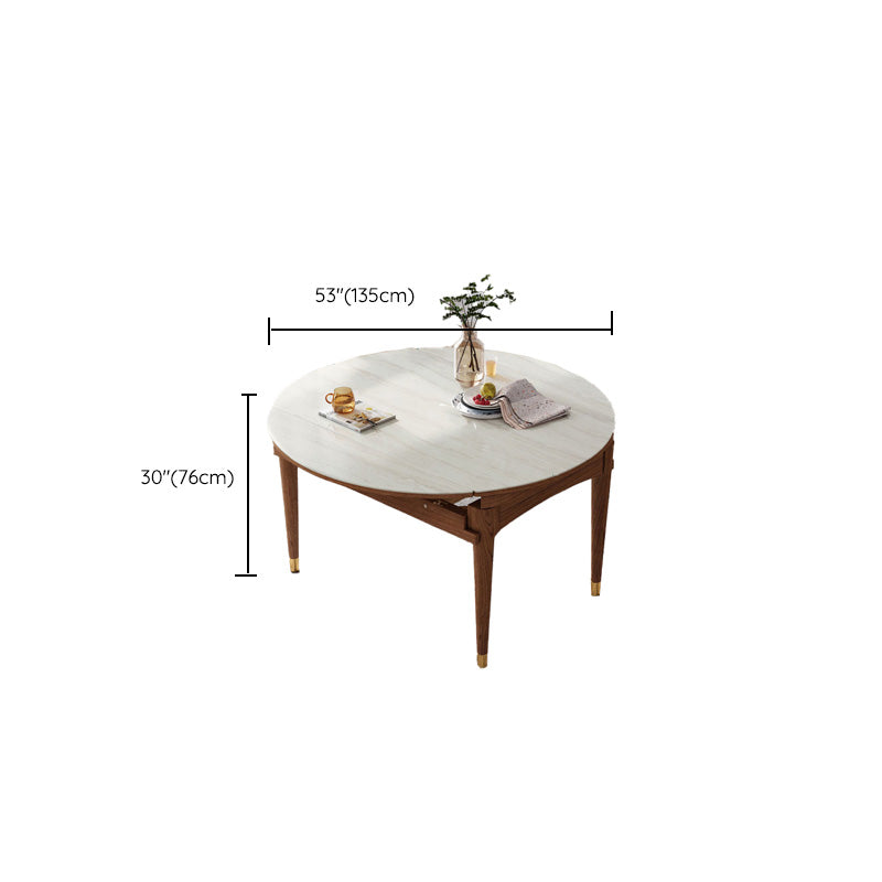 Modern Stone Scalable Dining Table Solid Wood Legs for Dining Room