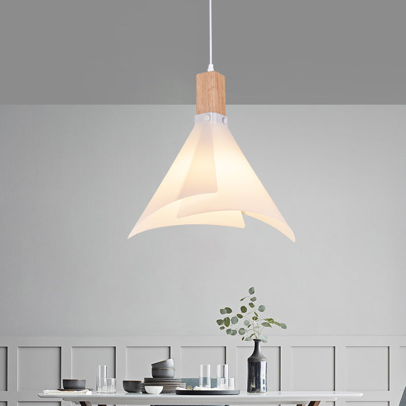 Creative Cone Ceiling Lamp Contemporary Acrylic 1-Bulb White Pendant Lighting for Living Room