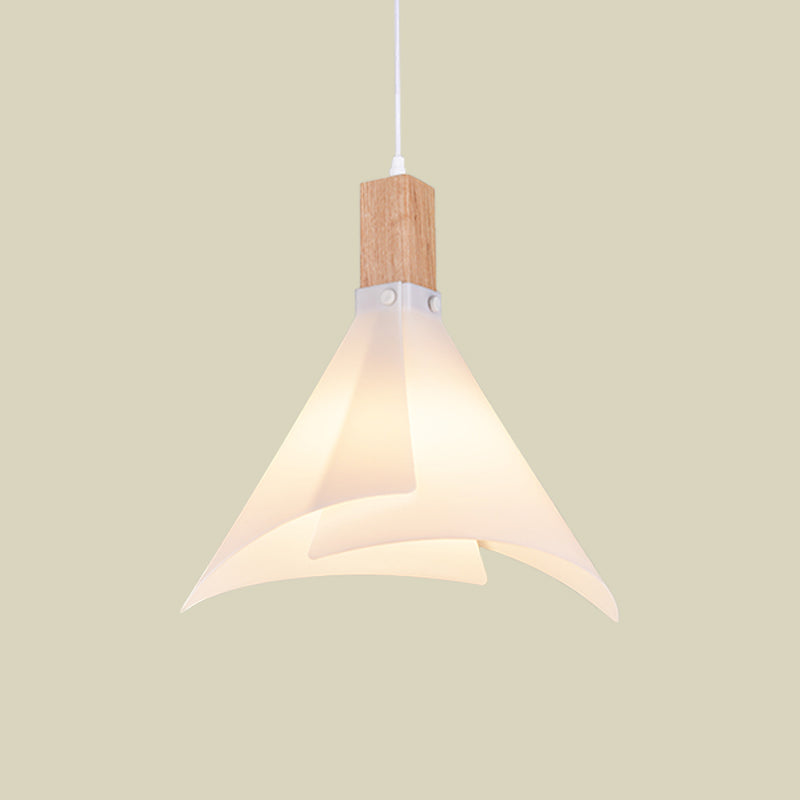 Creative Cone Ceiling Lamp Contemporary Acrylic 1-Bulb White Pendant Lighting for Living Room