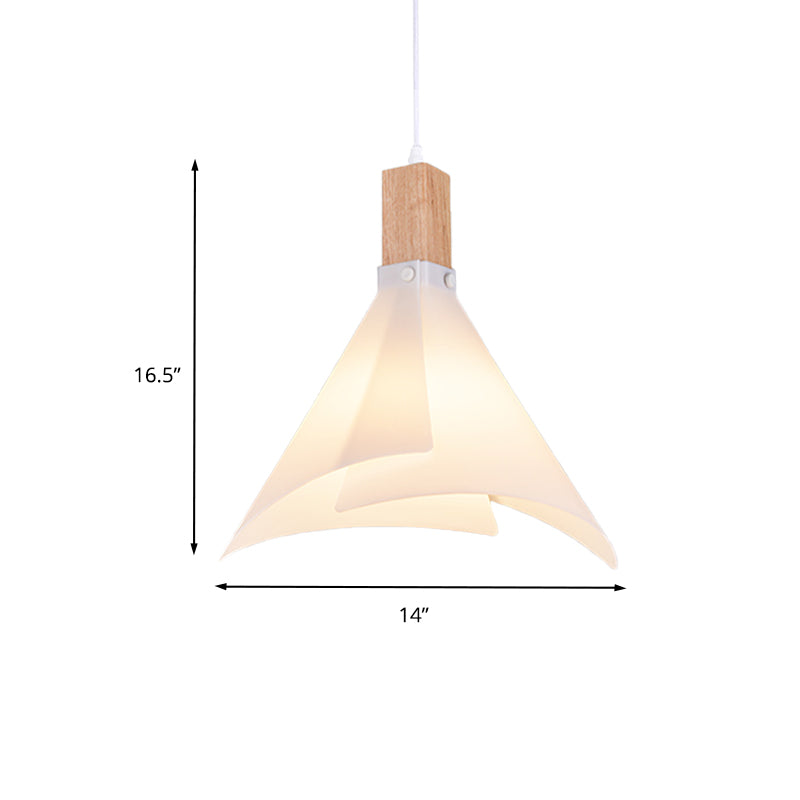 Creative Cone Ceiling Lamp Contemporary Acrylic 1-Bulb White Pendant Lighting for Living Room