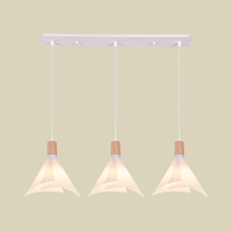 Acrylic Conical Multi Light Pendant Modernist 3 Heads White Suspension Lamp for Living Room