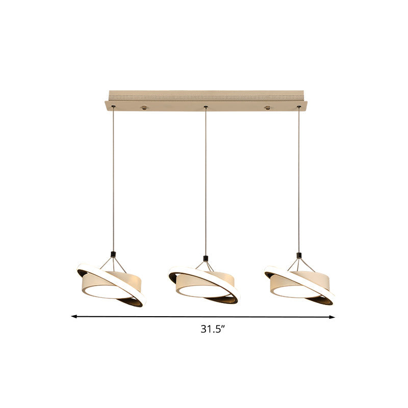 Grappe de tambour en métal Light Light Contemporary 3 bulbes lampe de suspension blanche avec anneau rotatif en lumière chaude / blanche