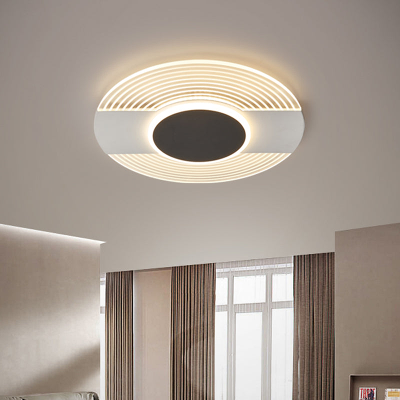 Round LED Ceiling Flush Mount Contemporary Acrylic Black Flush Light for Bedroom in Warm/White Light, 9"/12"/18" Wide