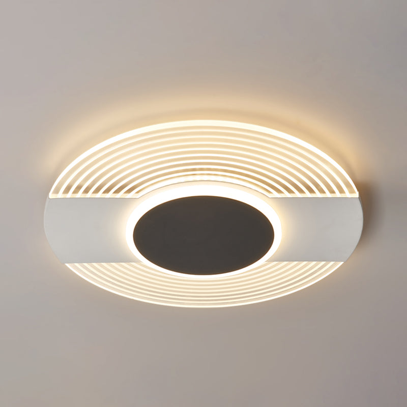Round LED Ceiling Flush Mount Contemporary Acrylic Black Flush Light for Bedroom in Warm/White Light, 9"/12"/18" Wide
