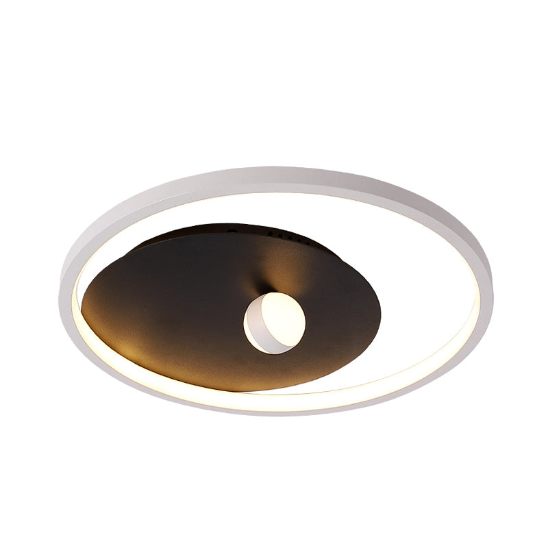 Black and White Circle Flush Mount Fixture Modernist Acrylic LED Ceiling Mounted Light with Ball Design for Bedroom