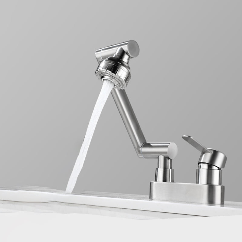 2 Holes Sink Faucet Swivel Stainless Steel Single Lever Handle Centerset Faucet